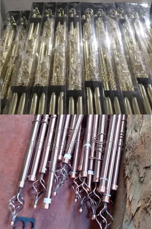 2m Double Smooth Finish Gold and Bronze Adjustable Curtain Rods