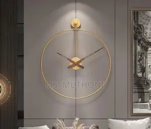 Open Frame 60 Cm Luxury Wall Clock in Gold Black