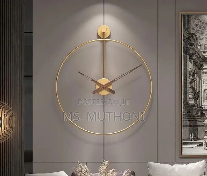 Open Frame 60 Cm Luxury Wall Clock in Gold Black