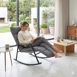 Adjustable Rocking Chair With a Plush Grey Cushion Robust Iron Frame