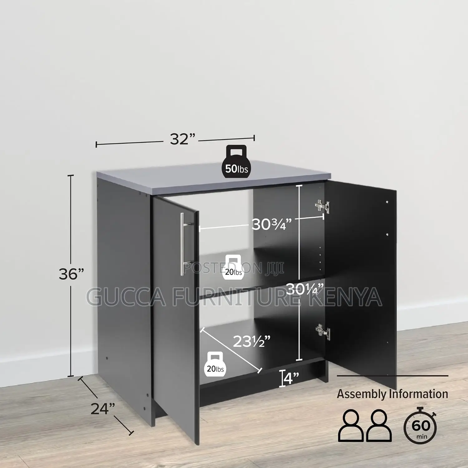 Modern Two-Tone Credenza Storage Office Cabinet