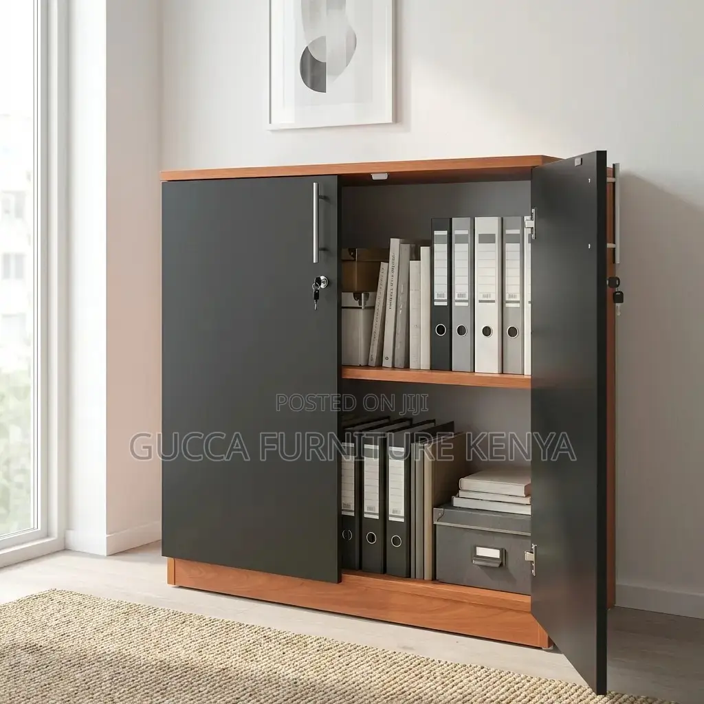 Modern Two-Tone Credenza Storage Office Cabinet
