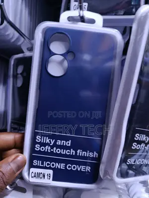 Blue Liquid Silicone Back Cover Case Tecno Camon 19 Smartphone.