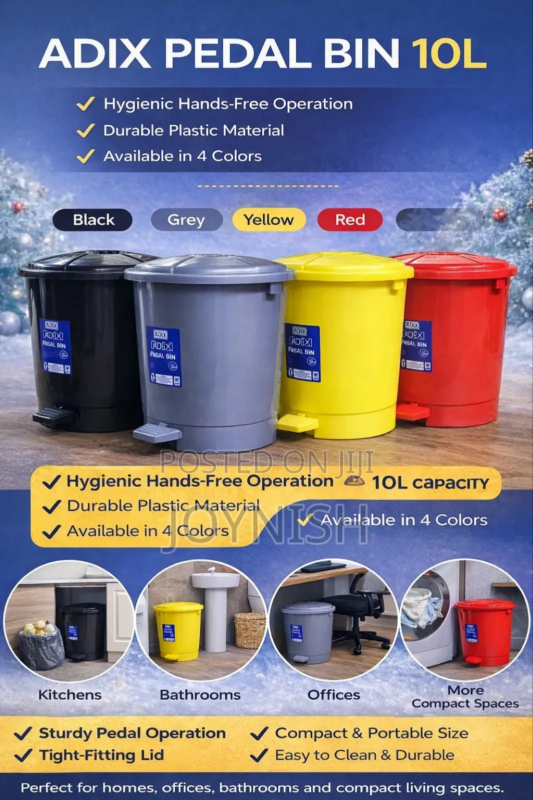 Adix 10litres Pedal Bin