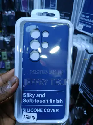Blue Silicone Cover Designed for an Itel S25 Ultra Smartphone.