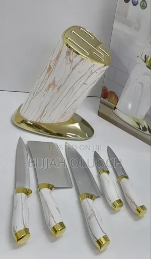 6pcs Kitchen Knife Sets With Round Stand and Gold Base Available