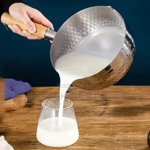 Stainless Steel Sufuria//Snow// Milk Cookware With Wooden Handle