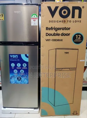 *Von 138litres Double Door Fridge