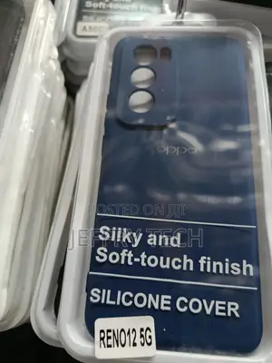Dark Blue Silicone Protective Cover for Oppo Reno12 5g Smartphone.