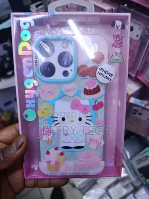 Hello Kitty Themed Glitter Phone Case for iPhone 14 Pro Max.