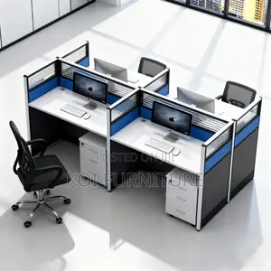 Office Workstation; Four Users MDF High Partioned Workstation
