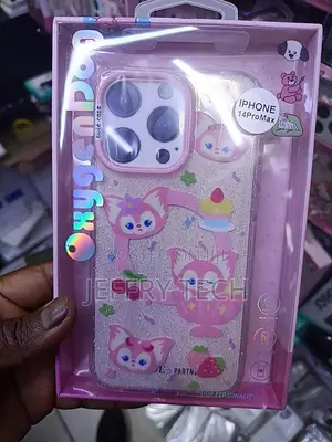 Pink and Glittery Cartoon Character Phone Case for iPhone 14