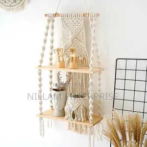 Woven Tapestry 2tier Bohemian Wall Hanging Floating Shelves*
