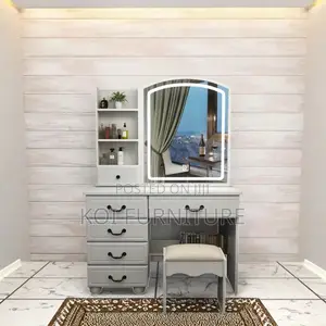 Dressers; White Bedroom Home Vanity Set With Glossy Finish