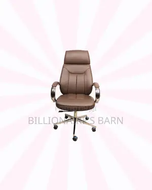 Brown Executive Leather Office Chair High Back Chrome Base Adjustable