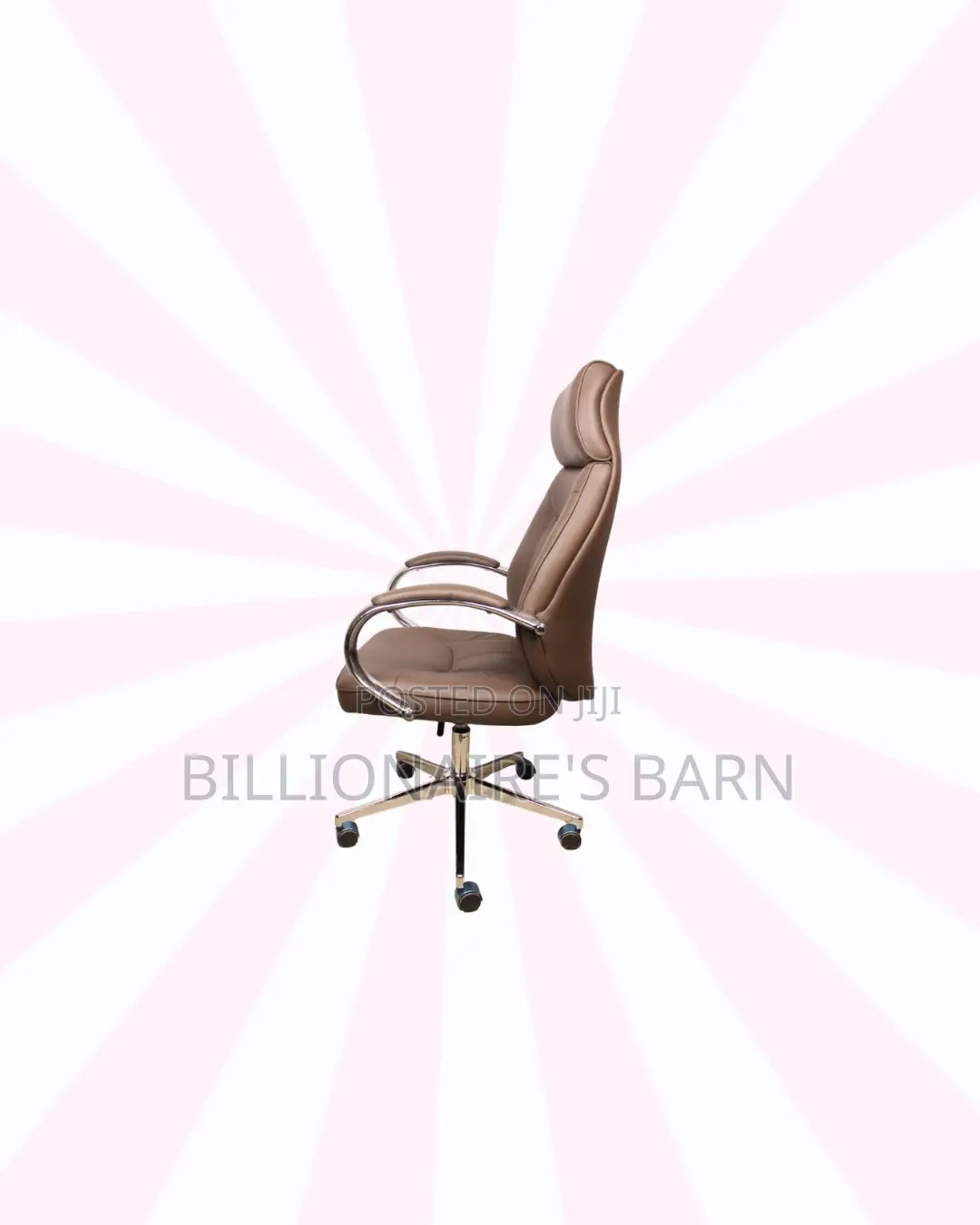 Brown Executive Leather Office Chair High Back Chrome Base Adjustable