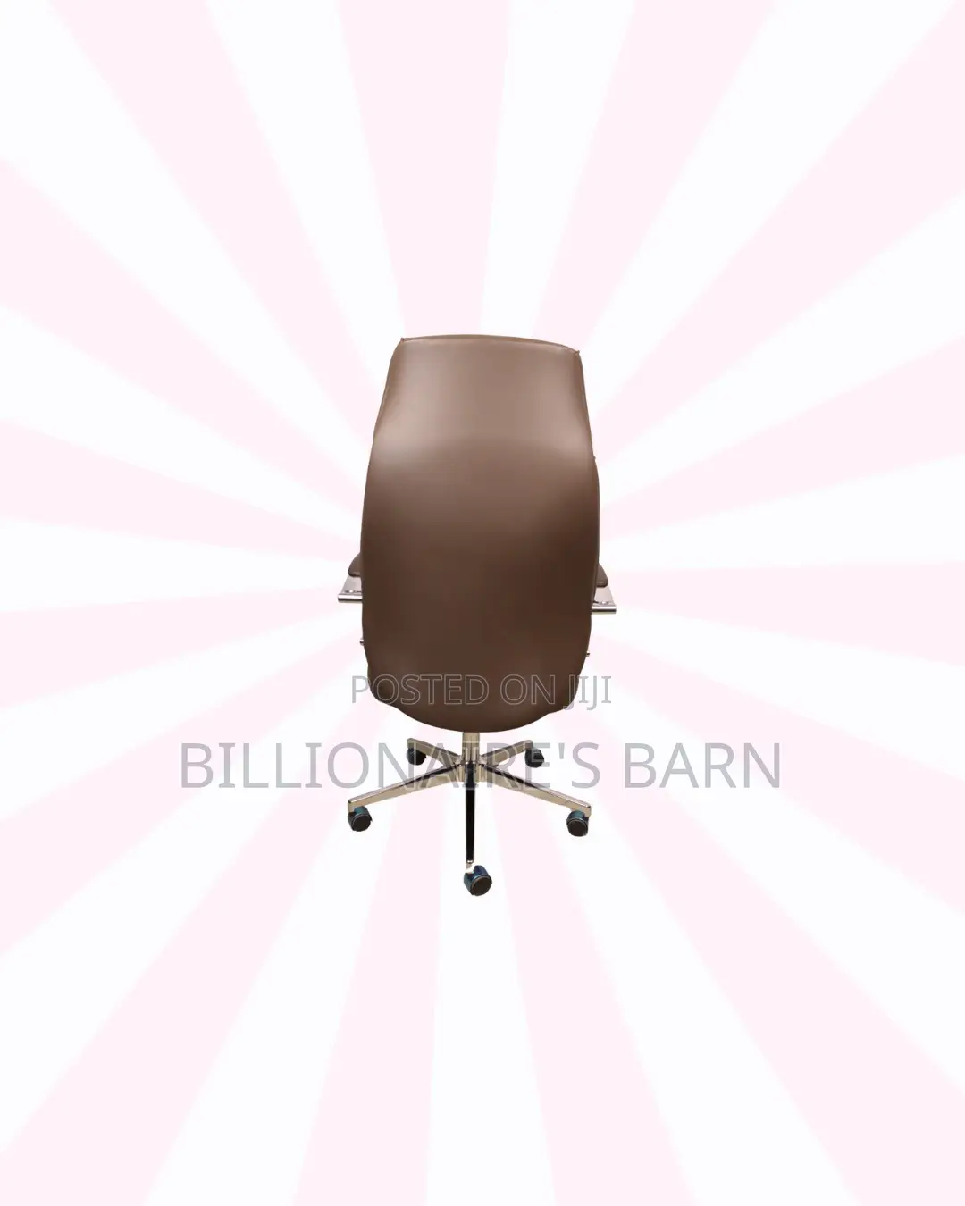 Brown Executive Leather Office Chair High Back Chrome Base Adjustable