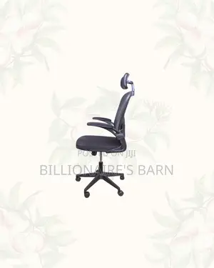 Grey Ergonomic Office Chair Flip Up Arms Adjustable Headrest Solution