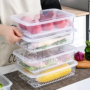 Stackable Fridge Storage Box With Drain Plate*
