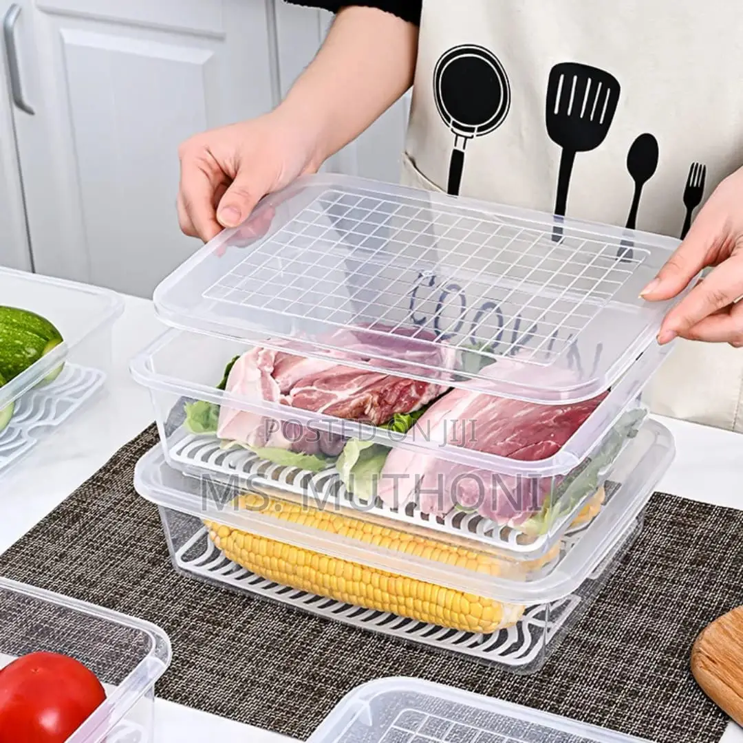 Stackable Fridge Storage Box With Drain Plate*