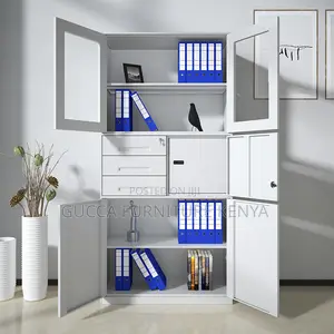2-Swing Glass Door Filling Cabinet With Safe