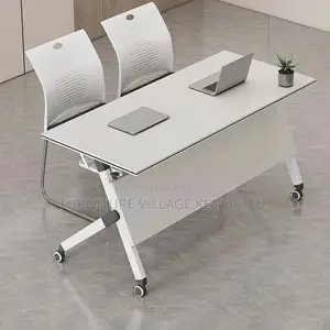Office Table ;White Meeting Table With Foldable Design
