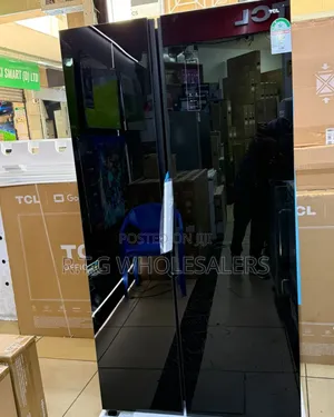 TCL 550 Litres Double Door Refrigerator Glass Black