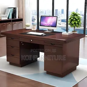 Office Desk; 1.4m Mahogany Executive Polished Surface Desk