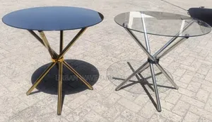 Outdoor Door Black and Transparent Round Coffee Tables