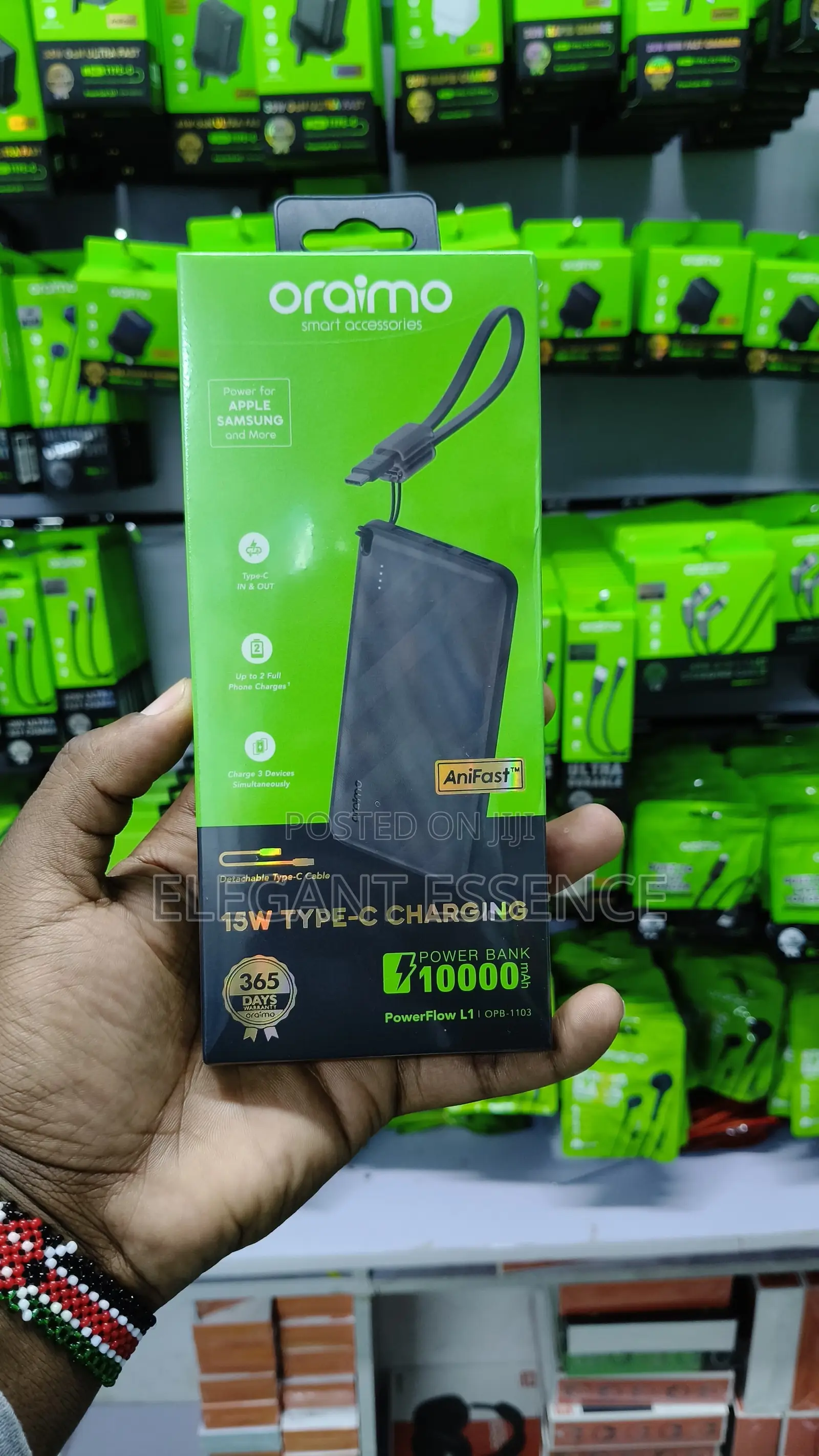 Oraimo Powerflow 10,000 Mah With Detachable Type C Cable