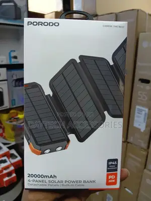 The Porodo 4-Panel Solar Power Bank - Black