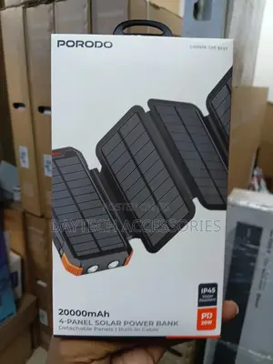 Porodo Power Bank 20000mah 4-Panel Solar Bank
