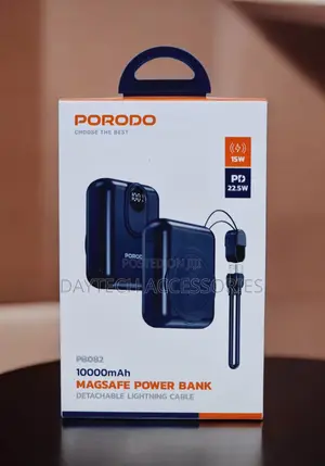 Porodo 10000mah With Magsafe Power Bank 15w Wireless Charging - Black