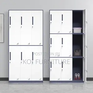 Office Cabinetl; Six Gray Lockers Executive Metallic Cabinet