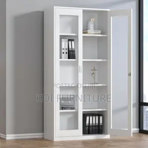 Office Cabinet; Steel Elegant Intergrated Glass Cabinet With Two Doors
