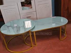 2-in-1 Marble Nesting Coffee Table – White Glass Effect