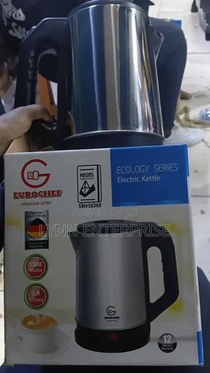 2 Litres Eurochef 3 Pin Plug 1 Metre Cable Stainless Steel Kettle