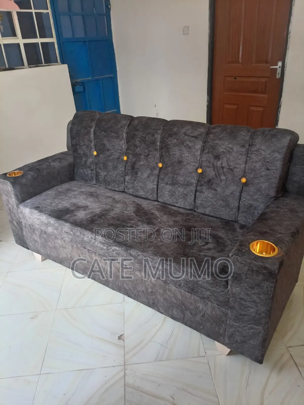 Grey White 3 Seater Sofa