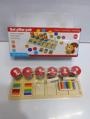 Wooden Montessori Color Matching Pillar Pair Set