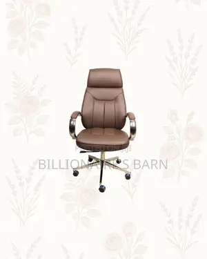 Brown Executive Leather Office Chair High Back Chrome Base Solution