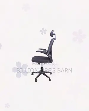 Grey Ergonomic Office Chair Flip Up Arms Adjustable Headrest Support