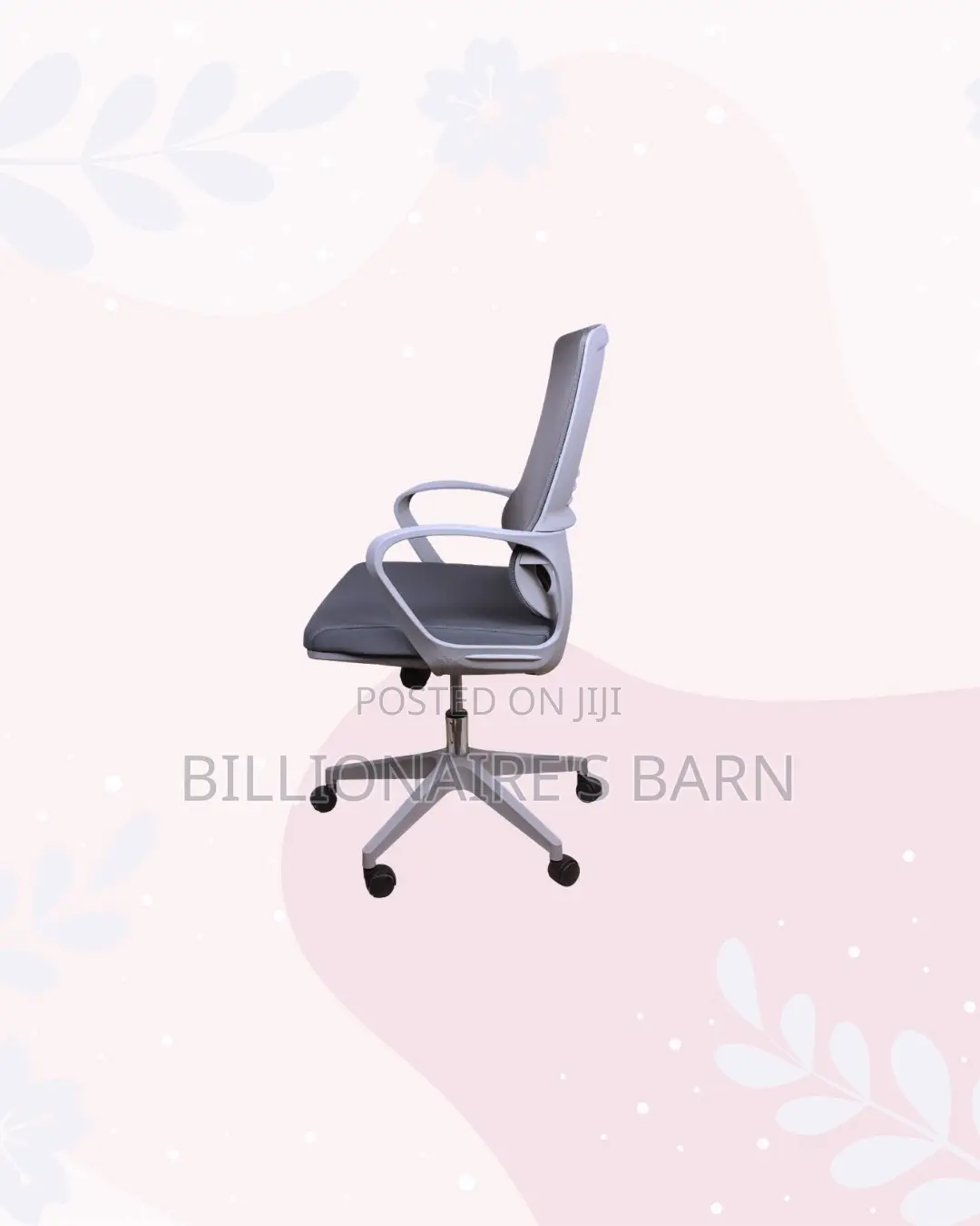 Grey Ergonomic Mesh Office Chair Mid Back Lumbar Support