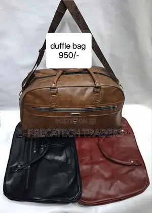 Large Leather Travel Duffle Bag