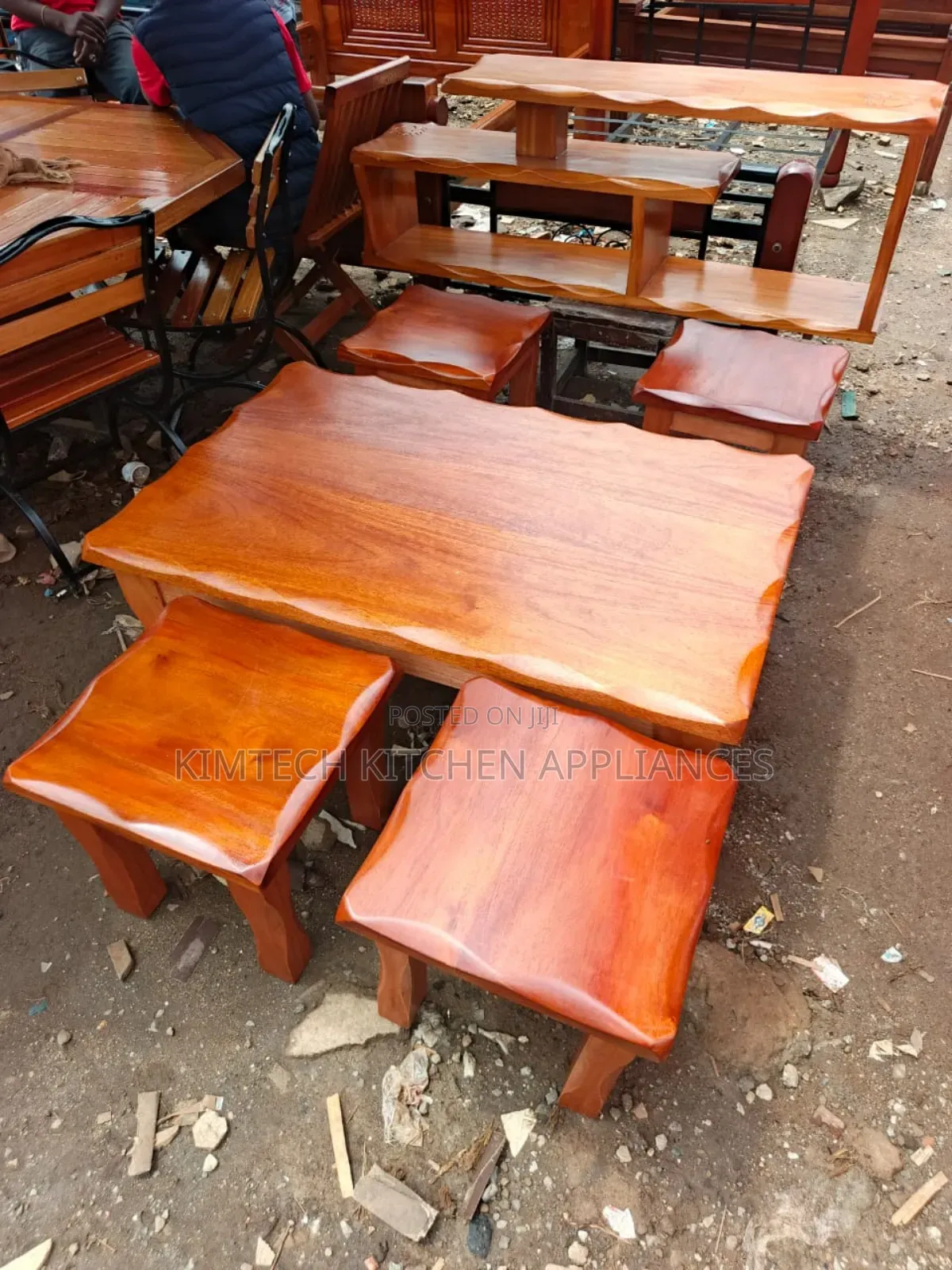 Solid Mahogany Coffee Table Set With Stool