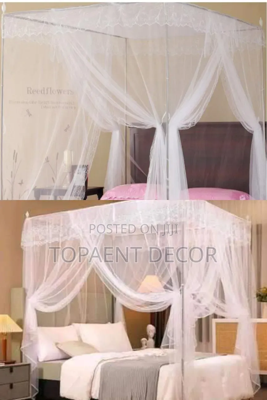 White 5 by 6 and 4 by 6 Bed Mosquito Nets