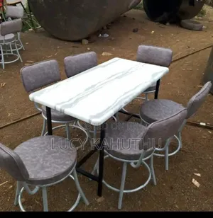 Rectangle Marble Top With Low Counter Stools With Powder Coated