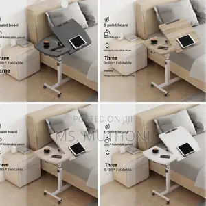 Mobile Laptop Desk Featuring Adjustable Height and Lockable Wheels