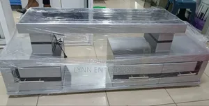 Executive Tv Stand With Marble Coating and Light