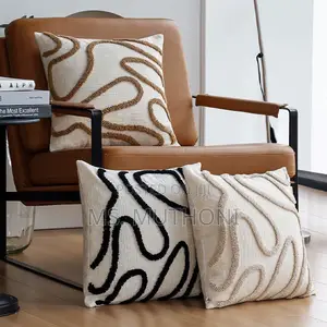 1 Pc *Boho Throw Pillow Cover With Tufted Geometric Diamond Patterns