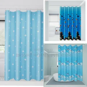 Blue Flowered Shower Curtain Available